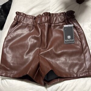 Bagatelle Brown Faux Leather Shorts